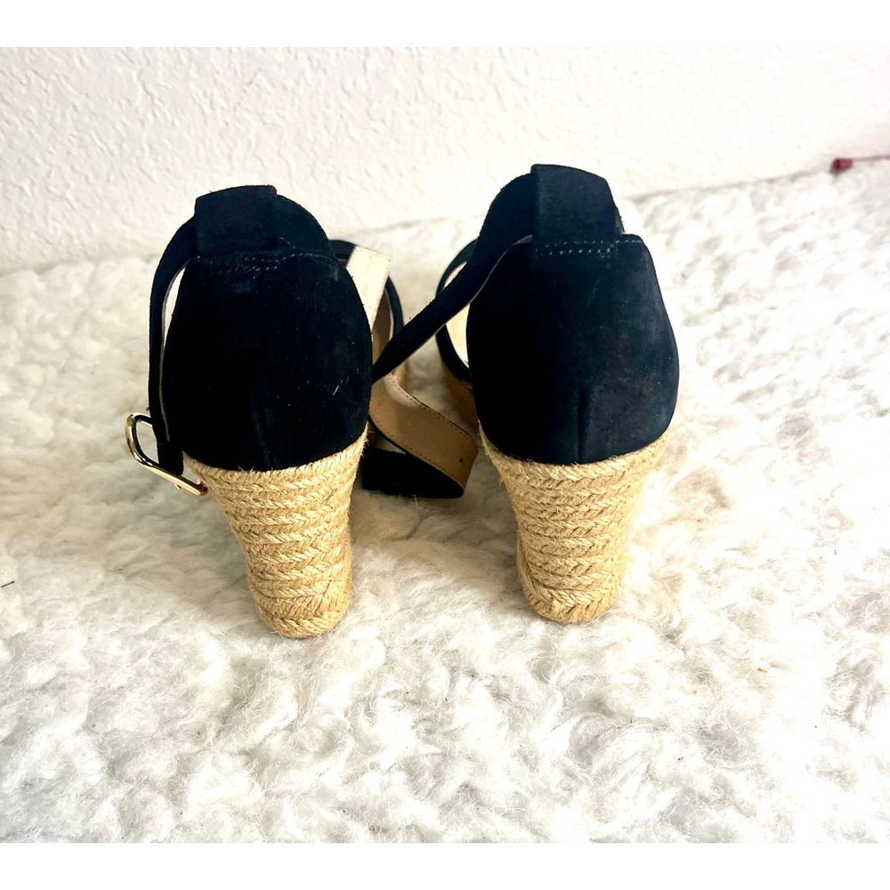 Jack Rogers Palmer black ankle strap espadrille wedge shoes women size 8.5M - Picture 6 of 9